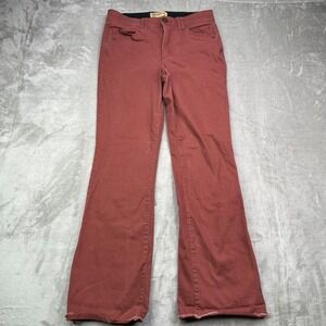 Democracy Jeans Womens 10 Burgundy Ab Technology Bootcut Denim Stretch Raw Hem